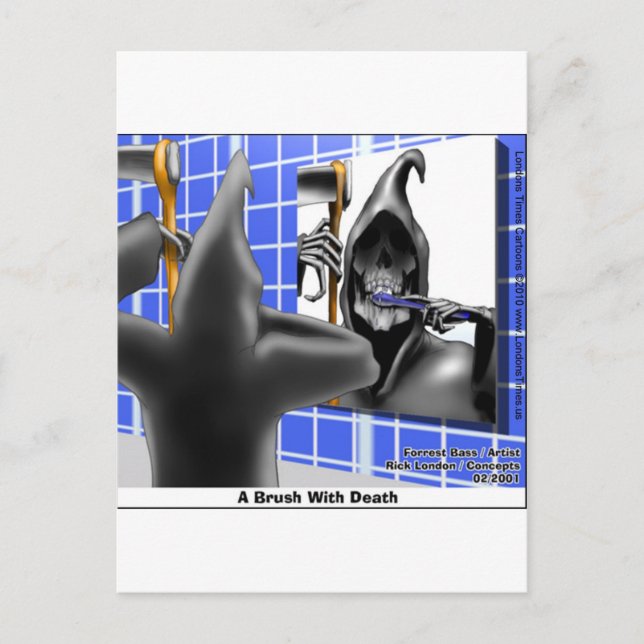 Carte Postale Brosse à faucheuse Grim W/Death Drôle Tee - shirt  (Devant)