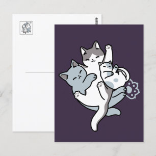 Carte Postale Brosse à lait - Chats à couchage mignon