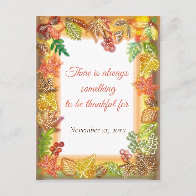 Carte Postale Brosse de feuillage d'automne pour Thanksgiving (Devant)