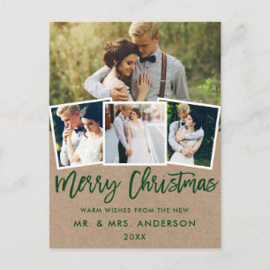 Carte Postale Brosse Kraft Script Mariage Noël 4 Photo