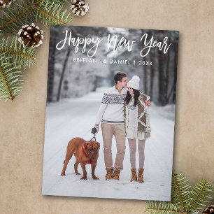 Carte Postale Brosse moderne tendance Script photo Bonne année