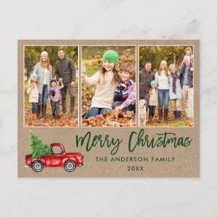 Carte Postale Brosse Script 3 Photo Camion de Noël Kraft