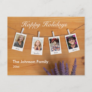 Carte Postale Brosse Script Famille 4 Photo Joyeux Vacances