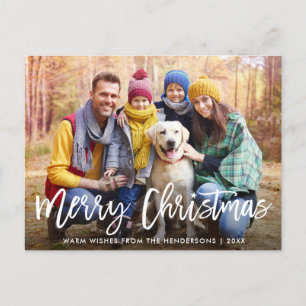 Carte Postale Brosse Script Star Famille Photo Joyeux Noël