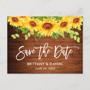 Carte Postale Brosse Script Tournesol Floral Bois Enregistrer la