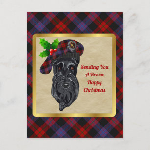Carte Postale Broun/Brown Clan Badge & Tartan Noël