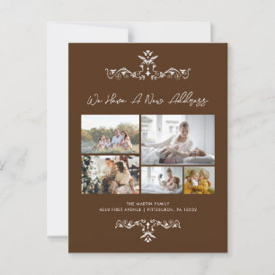 Carte Postale Brown 5 photos Faire-part de déplacement orné