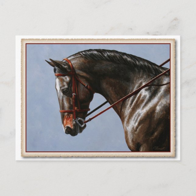 Carte Postale Brown Bay Oldenburg Horse Portrait (Devant)