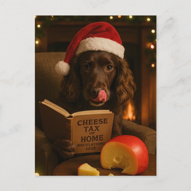 Carte Postale Brown cocker spaniel Cheese Tax Christmas postcard (Devant)