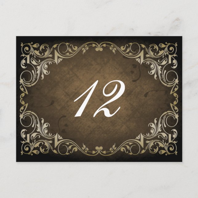 Carte Postale Brown Ornemental Rustique Regal Et Mariage Or (Devant)