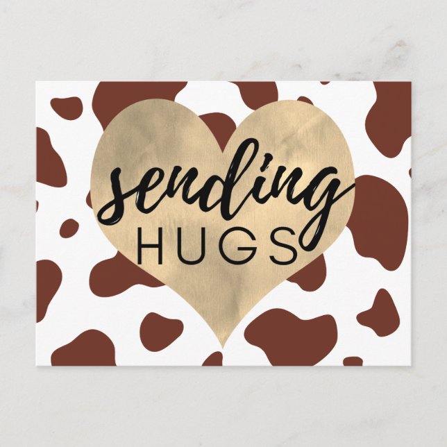 Carte Postale Brown Vache Motif Gold Coeur Envoi de carottes (Devant)