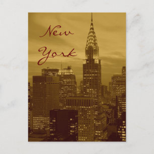 Carte postale Brown Yellow Pop Art New York Script