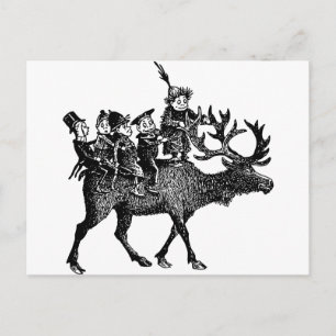 Carte Postale Brownies équitation Reindeer