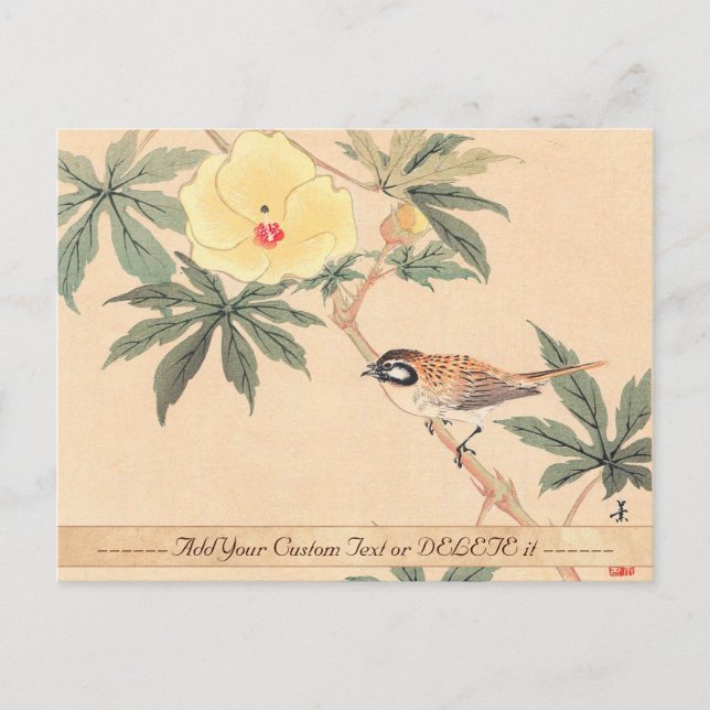 Carte Postale Bruant et Hibiscus Keibun Matsumoto fleurs d'oisea (Devant)