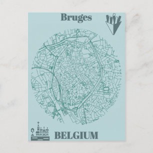 Carte Postale Bruges map