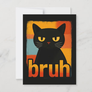 Carte Postale Bruh Black Cat Funny Retro Vintage mème