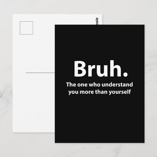 Carte Postale Bruh Typographie Bruh (Devant / Derrière)