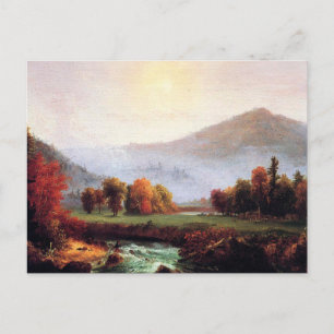 Carte Postale Brume matinale se levant à Plymouth, NH, art fin,