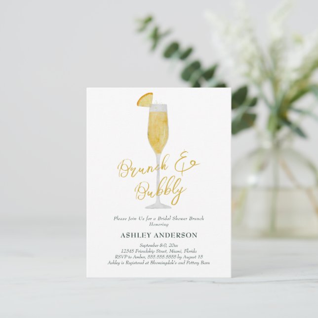 Carte Postale Brunch et Bubbly Mimosa Cocktail Fête des mariées (Debout devant)