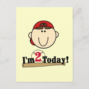 Carte Postale Brunette Boy Baseball 2e anniversaire