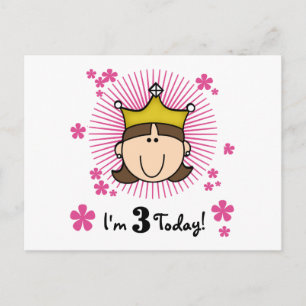 Carte Postale Brunette Princesse 3e Anniversaire Tshirts et cade