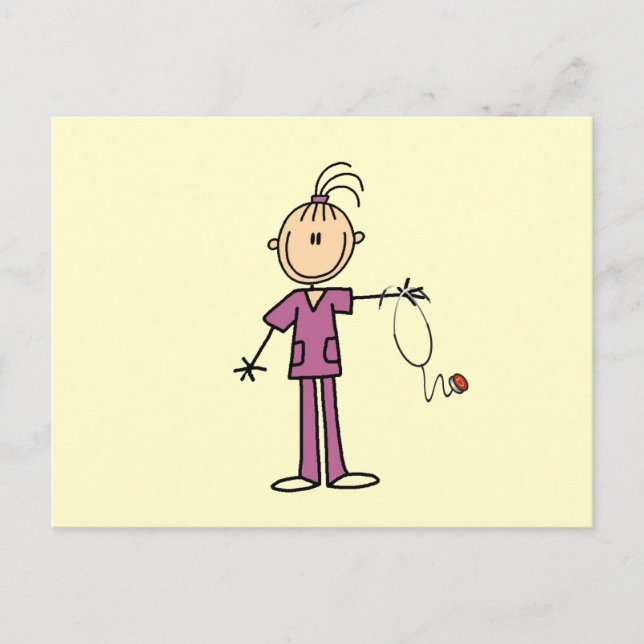 Carte Postale Brunette Stick Figure Nurse (Devant)