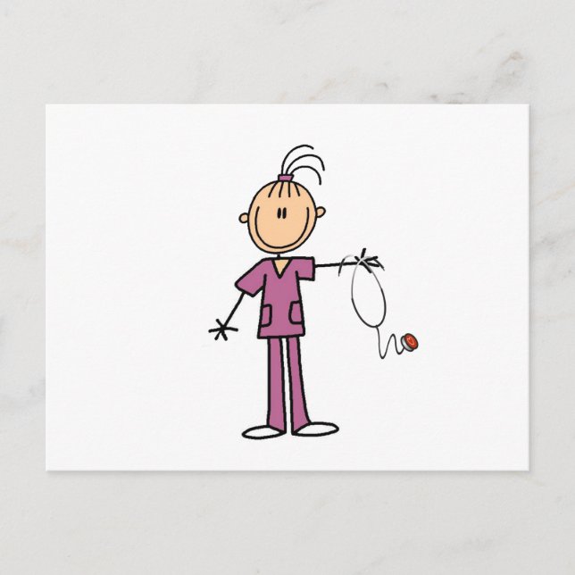 Carte Postale Brunette Stick Figure Nurse (Devant)