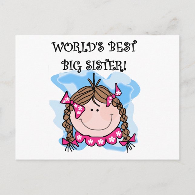 Carte Postale Brunette World's Best Big Sister Tshirts and Gifts (Devant)