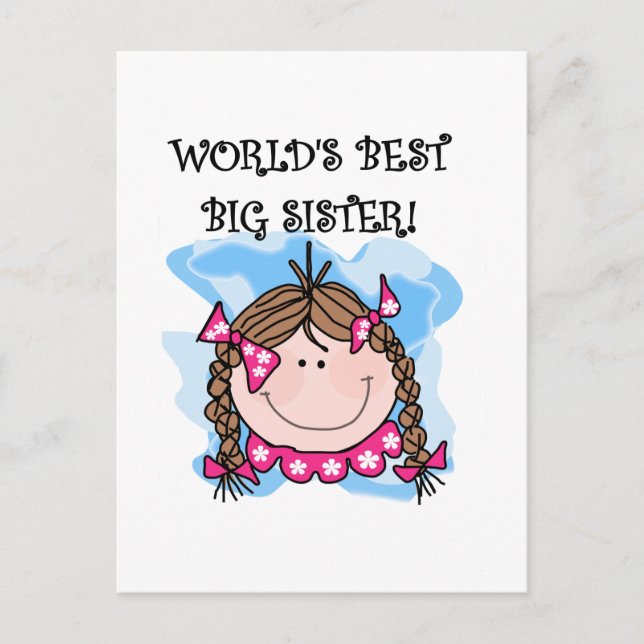 Carte Postale Brunette World's Best Big Sister Tshirts and Gifts (Devant)