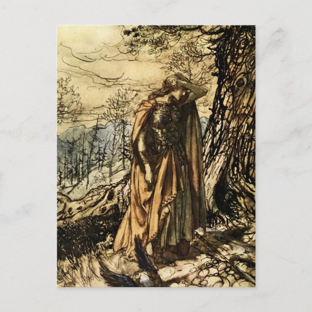 Carte Postale &quot;Brunhilde Dazed and Alarm&quot; par Arthur Rackham (Devant)