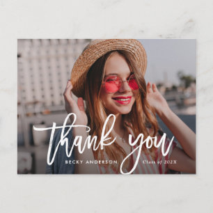 Carte Postale brush rustique lettering graduation merci 