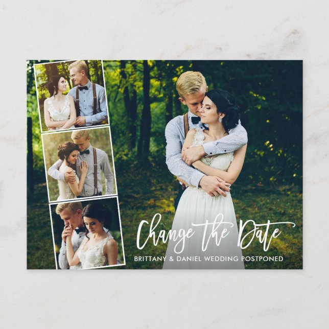 Carte Postale Brush Script 4 Photo Modifier La Date (Devant)