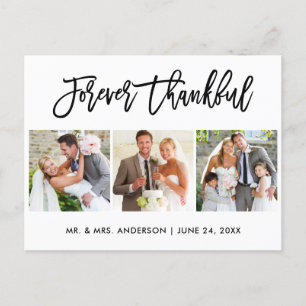 Carte Postale Brush Script Forever Thankful 3 Mariage photo
