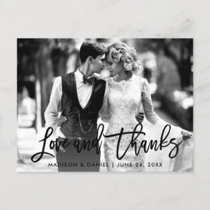 Carte Postale Brush Script Love Thanks Black and White Photo