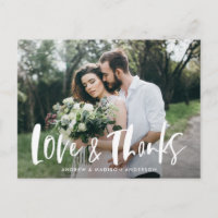 Brush Script Love & Thanks Photo Mariage Merci