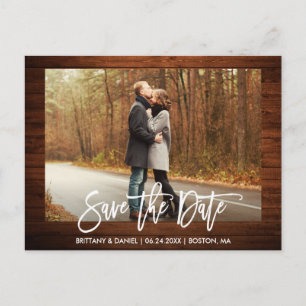 Carte Postale Brush Script Photo Bois Rustique Enregistrer La Da
