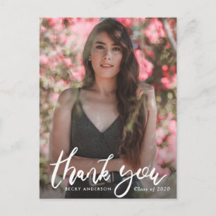 Carte Postale Brush script photo overlay graduation merci