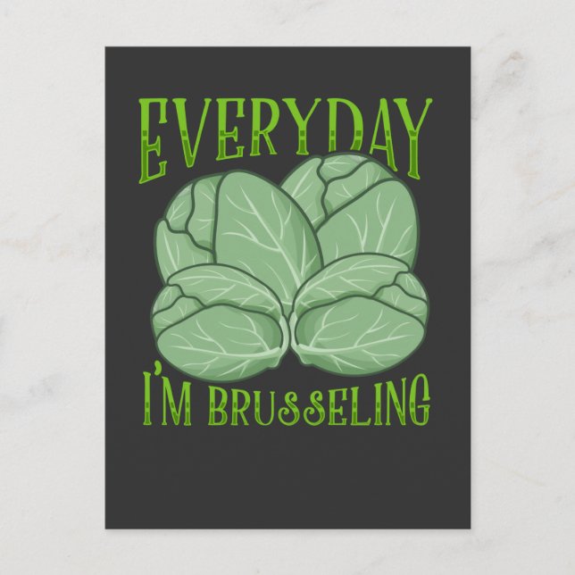 Carte Postale Brussel Germes Plante Veganisme Pun Vegan Humour (Devant)