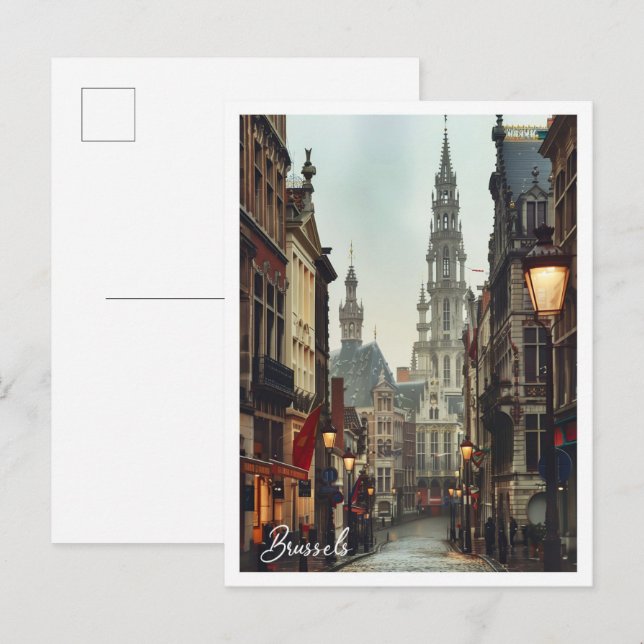 Carte Postale Bruxelles Belgique Art Voyage célèbre place (Devant / Derrière)