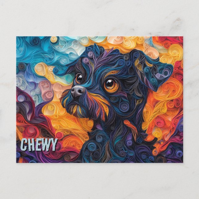 Carte Postale Bruxelles Griffon Papier Quitter Portrait de Chien (Devant)