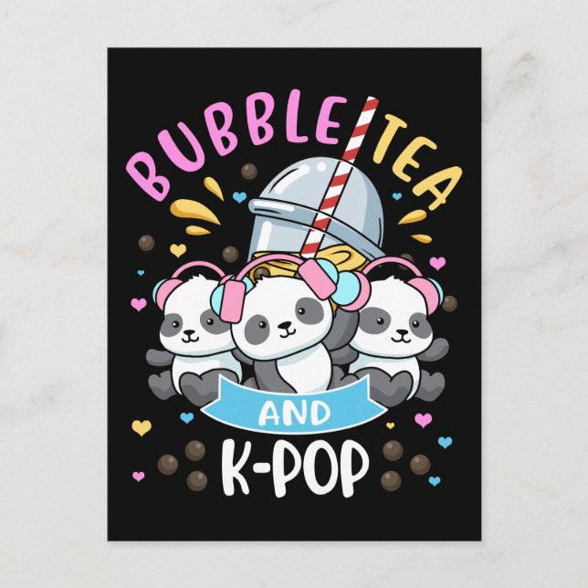 Carte Postale Bubble Tea K-Pop Cadeau Filles Boba Cadeau Tea Cor (Devant)