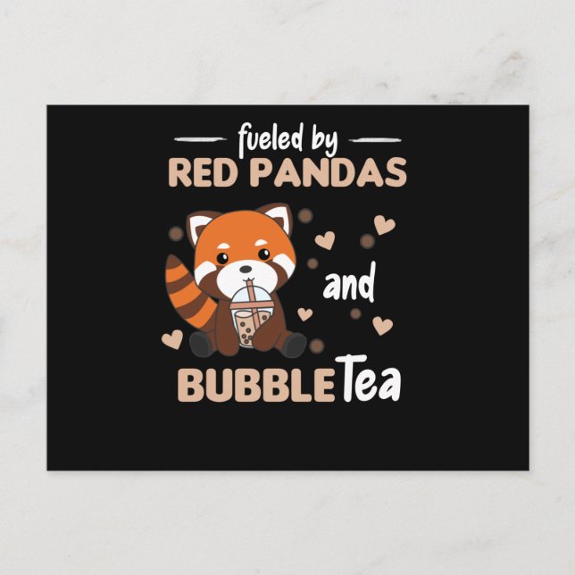 Carte Postale Bubble Tea Red Panda Chocolate Cute Animals Boba (Devant)