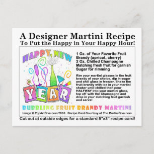 Carte postale Bubbling Fruit Brandy Martini Recett
