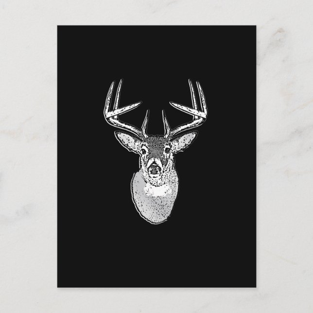 Carte Postale Buck sur noir design White Tail Deer (Devant)