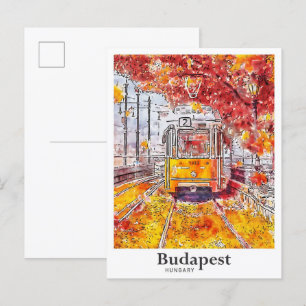 Carte Postale Budapest Hongrie Aquarelle Voyage Main tirée
