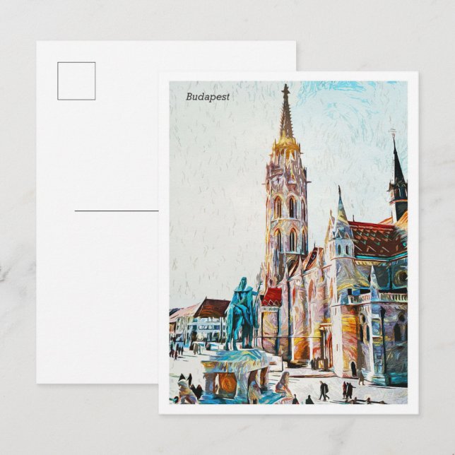 Carte Postale Budapest Hongrie Belle ville de peinture à l'huile (Devant / Derrière)