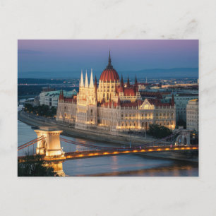 Carte Postale Budapest Hongrie Parlement Bâtiment Nuit
