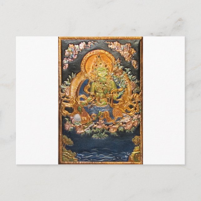 CARTE POSTALE BUDDDHIST GODDESS GREEN TARA MÉTALLIQUE INLAI (Devant)