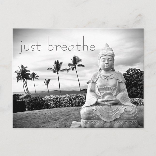 Carte Postale Buddha Hawaii noir et blanc Photo Breathe (Devant)