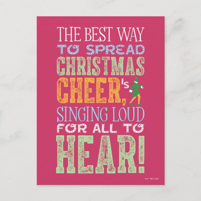 Carte Postale Buddy l'elfe | Citation de joie de Noël (Devant)